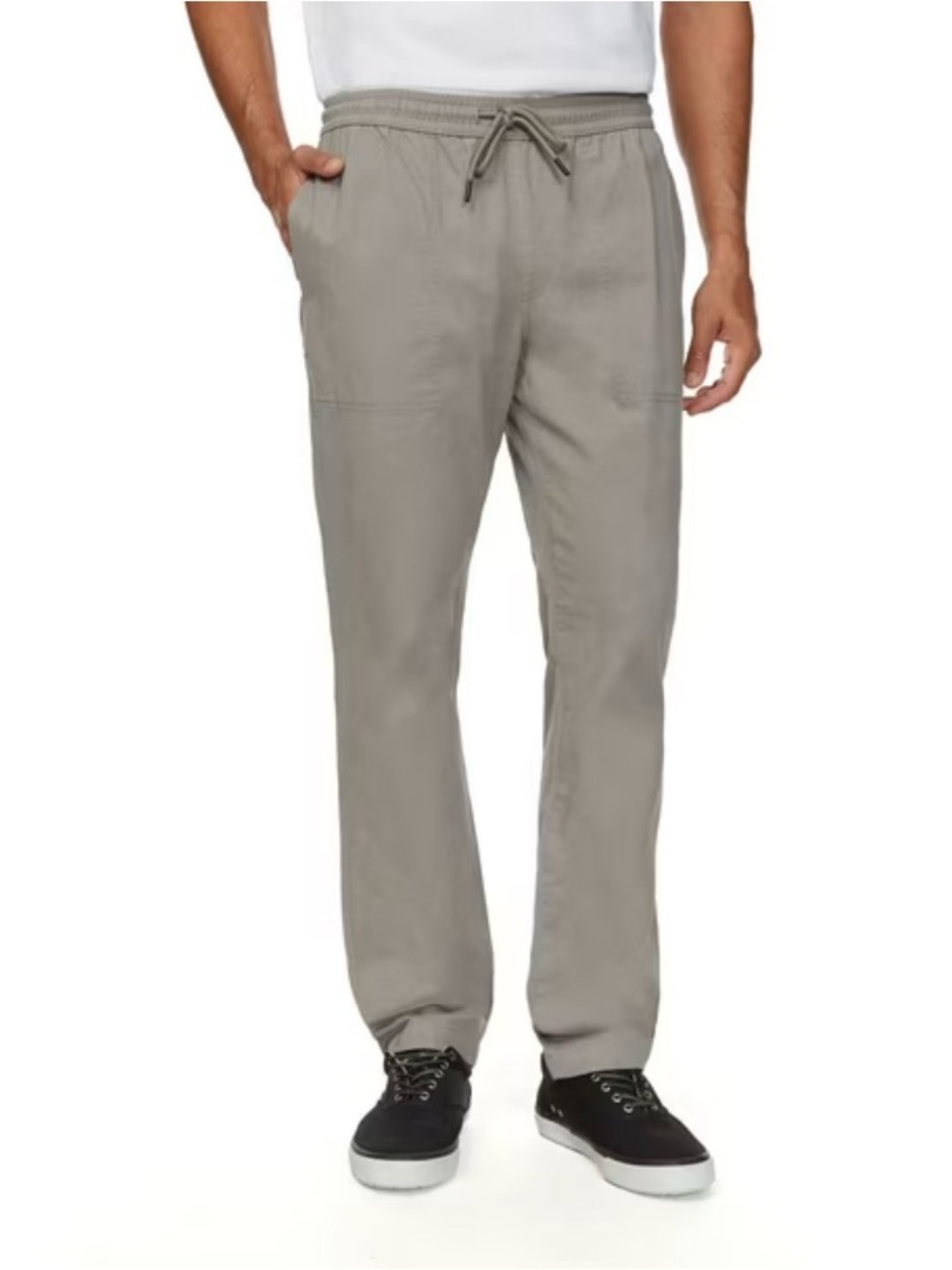 Men’s Buffalo brand twill pull-on pants with an elastic waistband drawstring L